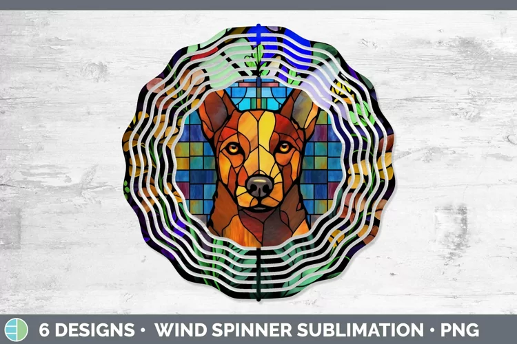 Kelpie Stained Glass Dog Wind Spinner Sublimation Graphic
