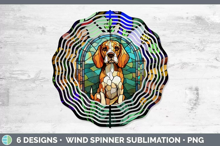 Stained Glass Dog Wind Spinner Sublimation Graphic