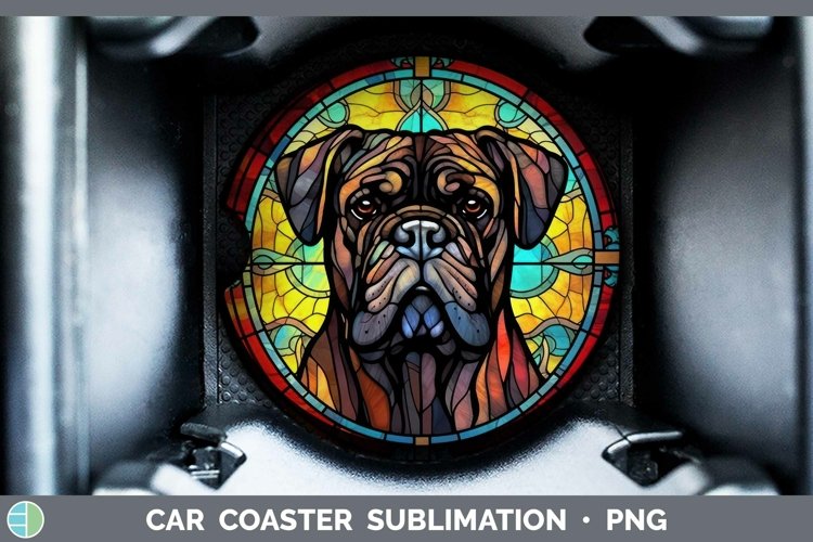 Stained Glass Dog Cane Corso Car Coaster Sublimation Coaster example image 1