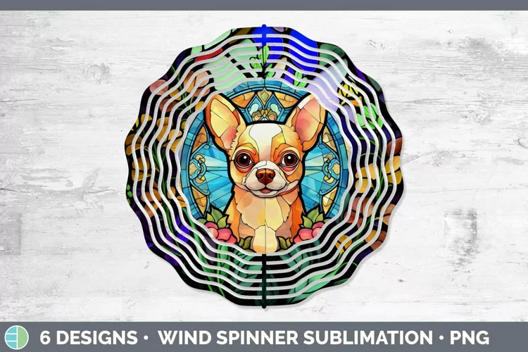 Stained Glass Dog Wind Spinner Sublimation Graphic
