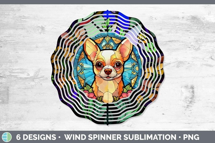 Chihuahua Stained Glass Dog Wind Spinner Sublimation Graphic example image 1