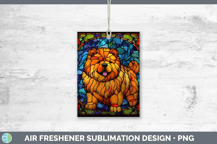 Stained Glass Dog Chow Chow Air Freshener Sublimation Car Fr