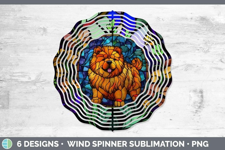 Chow Chow Stained Glass Dog Wind Spinner Sublimation Graphic example image 1