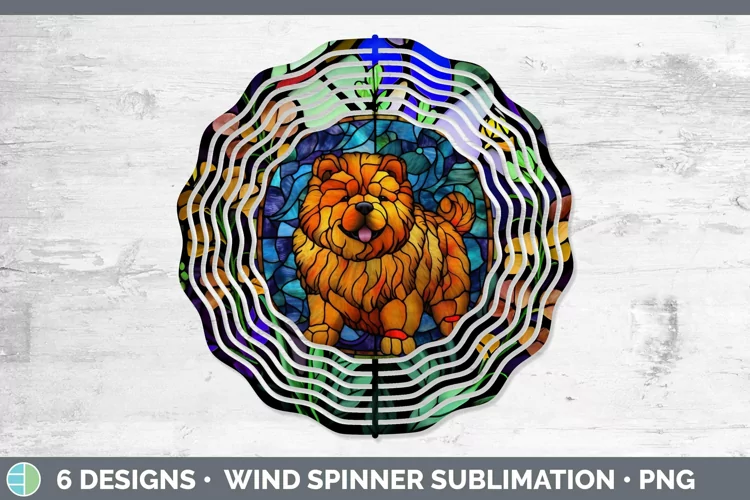 Chow Chow Stained Glass Dog Wind Spinner Sublimation Graphic