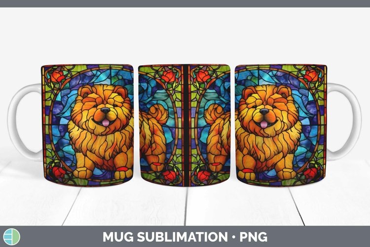 Stained Glass Dog Chow Chow Mug Wrap Sublimation Coffee Cup example image 1
