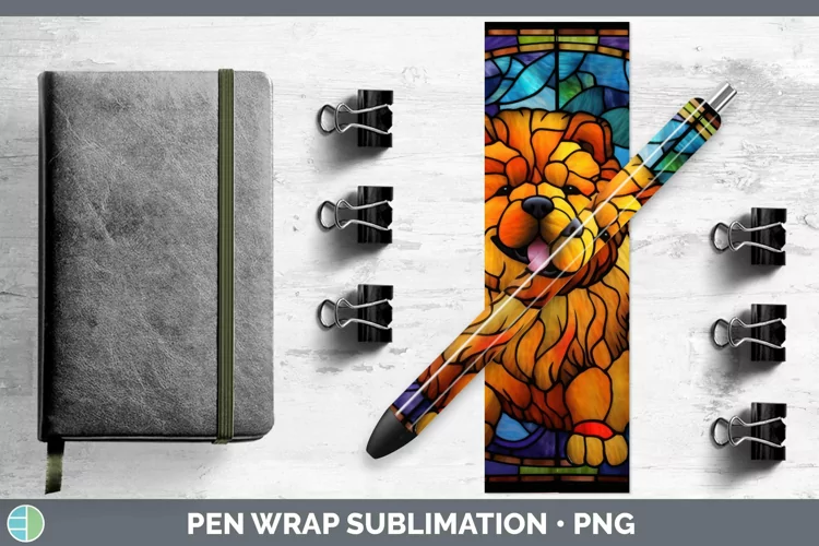 Stained Glass Dog Chow Chow Pen Wrap Sublimation Epoxy Pen D