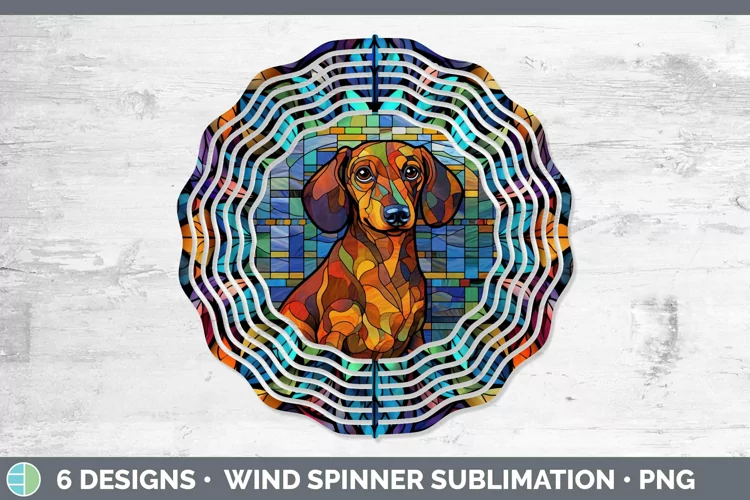 Stained Glass Dog Wind Spinner Sublimation Graphic