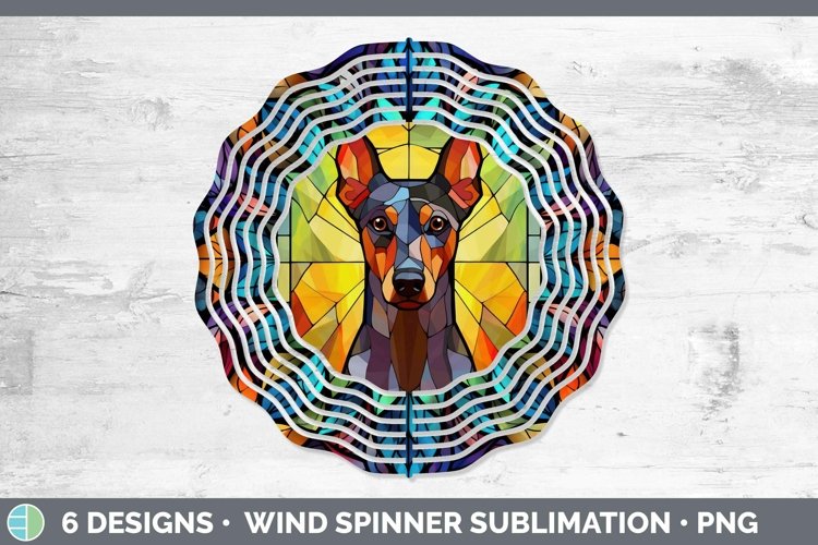 Doberman Stained Glass Dog Wind Spinner Sublimation Graphic example image 1