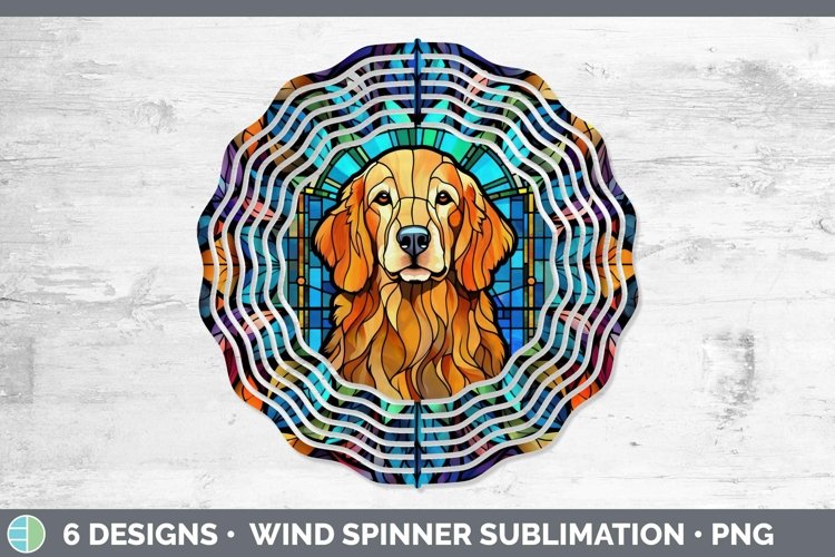 Golden Retriever Stained Glass Dog Wind Spinner Sublimation example image 1