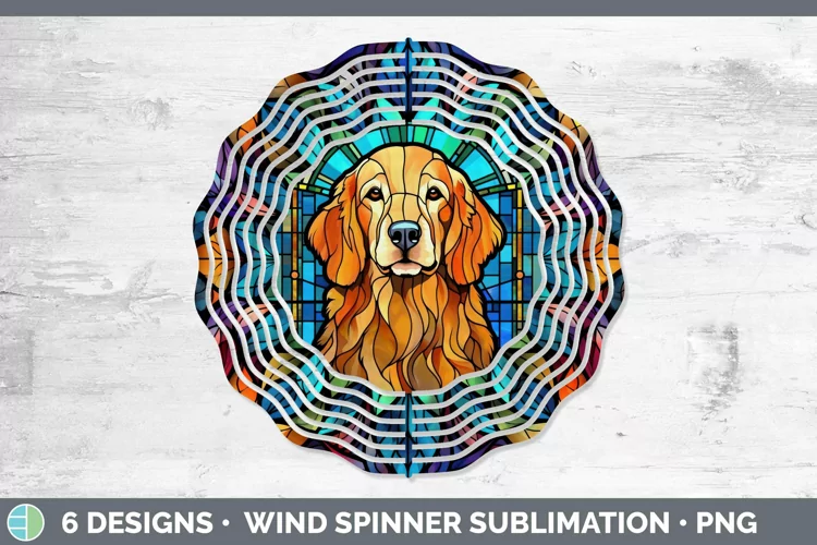 Golden Retriever Stained Glass Dog Wind Spinner Sublimation
