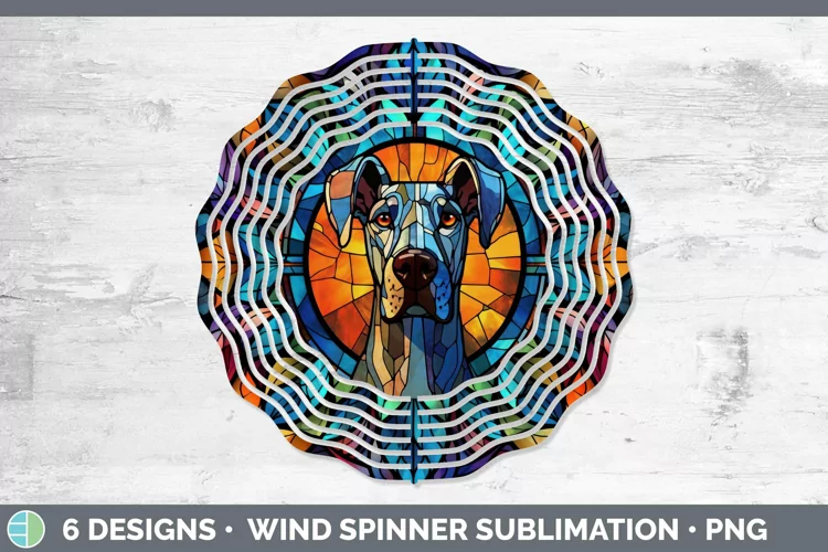 Great Dane Stained Glass Dog Wind Spinner Sublimation