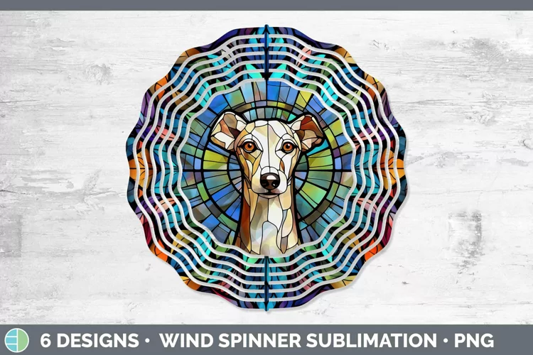 Greyhound Stained Glass Dog Wind Spinner Sublimation Graphic