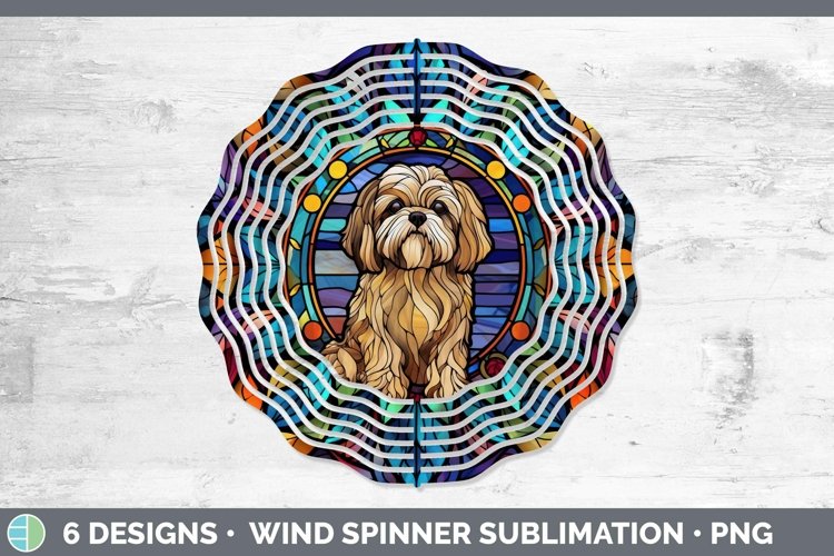 Lhasa Apso Stained Glass Dog Wind Spinner Sublimation example image 1