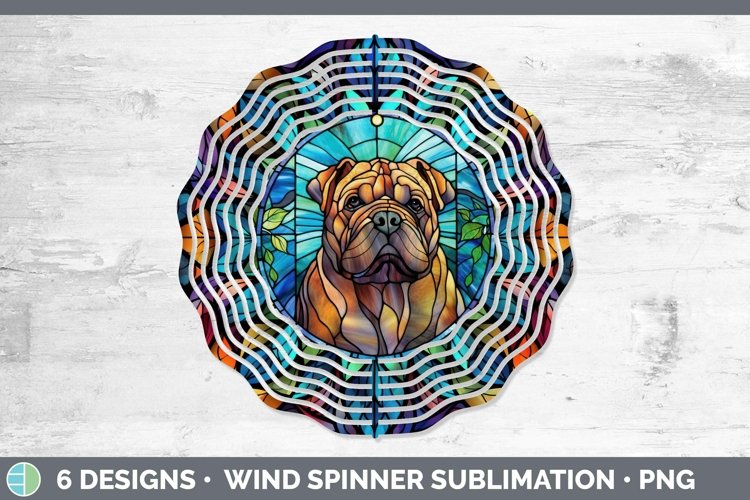 Shar Pei Stained Glass Dog Wind Spinner Sublimation Graphic example image 1