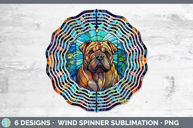 Shar Pei Stained Glass Dog Wind Spinner Sublimation Graphic