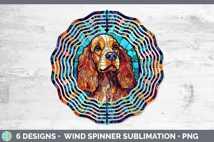 Cocker Spaniel Stained Glass Dog Wind Spinner Sublimation example image 1