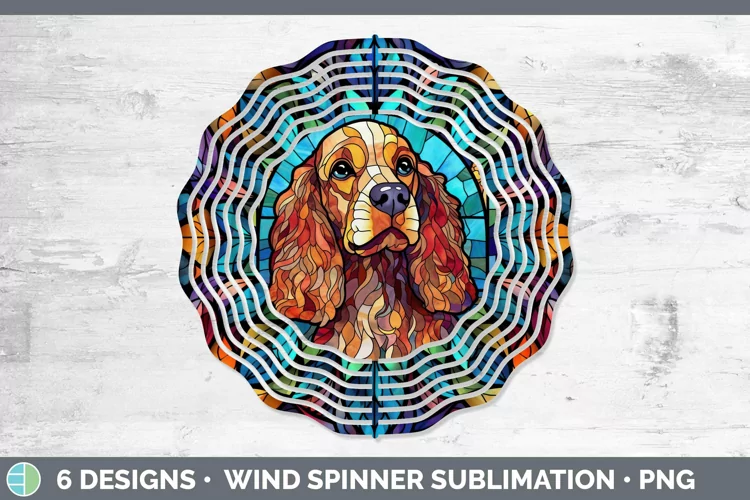 Cocker Spaniel Stained Glass Dog Wind Spinner Sublimation