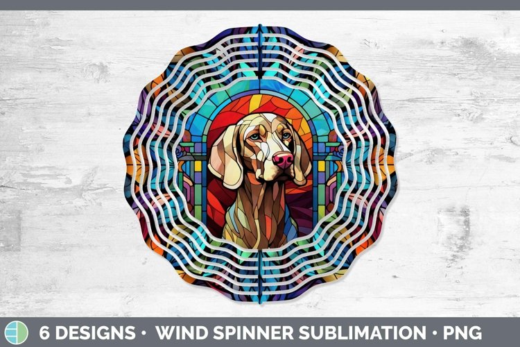 Weimaraner Stained Glass Dog Wind Spinner Sublimation example image 1