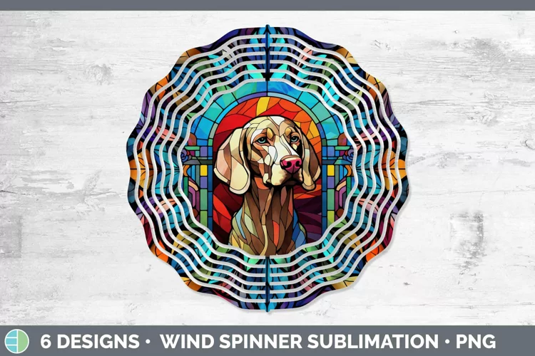 Weimaraner Stained Glass Dog Wind Spinner Sublimation