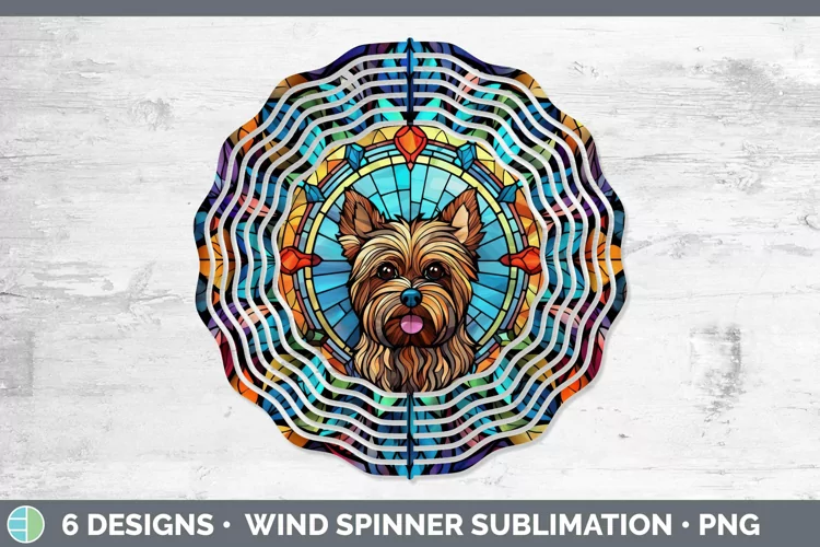 Yorkshire Terrier Stained Glass Dog Wind Spinner Sublimation