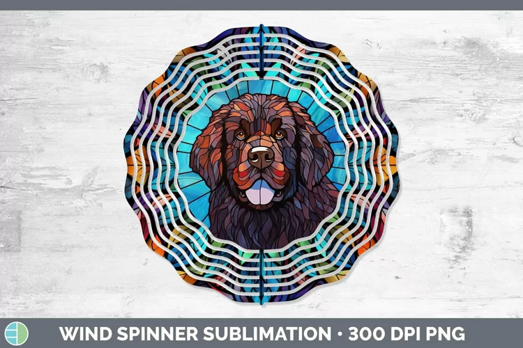 Stained Glass Newfoundland Wind Spinner Sublimation Spinner