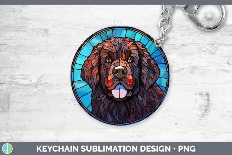 Stained Glass Newfoundland Keychain Sublimation Keyring Desi