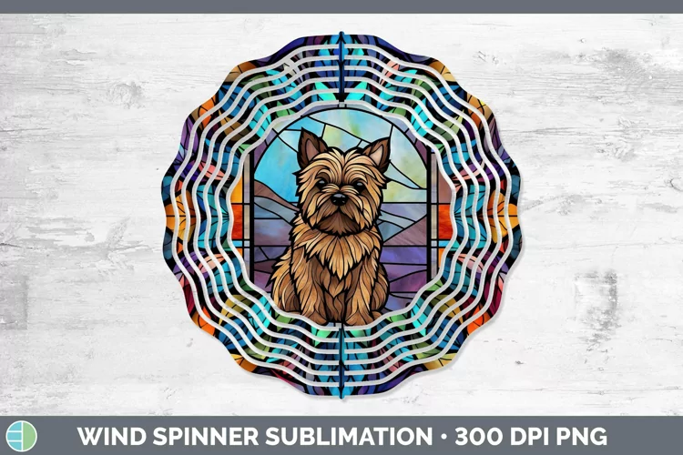 Stained Glass Cairn Terrier Wind Spinner Sublimation Spinner