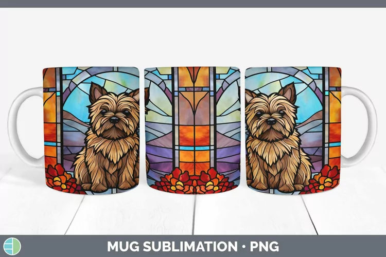 Stained Glass Cairn Terrier Mug Wrap Sublimation Coffee Cup