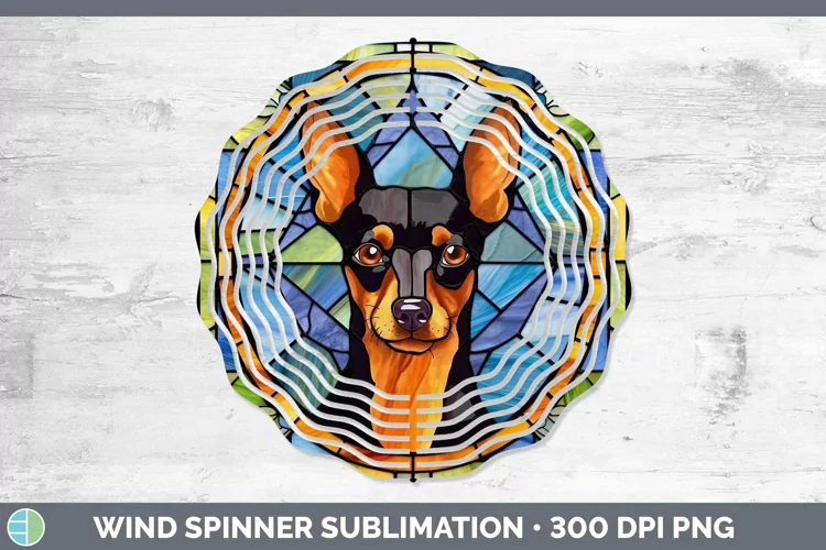 Stained Glass Miniature Pinscher Wind Spinner Sublimation Sp