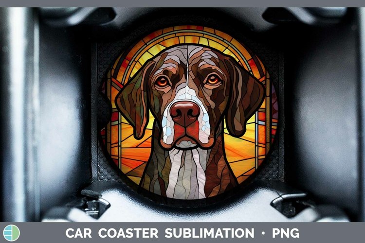 Stained Glass Shorthaired Pointer Car Coaster Sublimation Co example image 1
