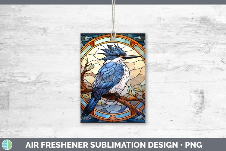 Stained Glass Bird Kingfisher Air Freshener Sublimation Car example image 1