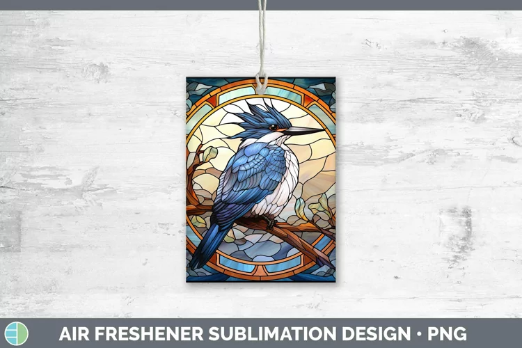 Stained Glass Bird Kingfisher Air Freshener Sublimation Car