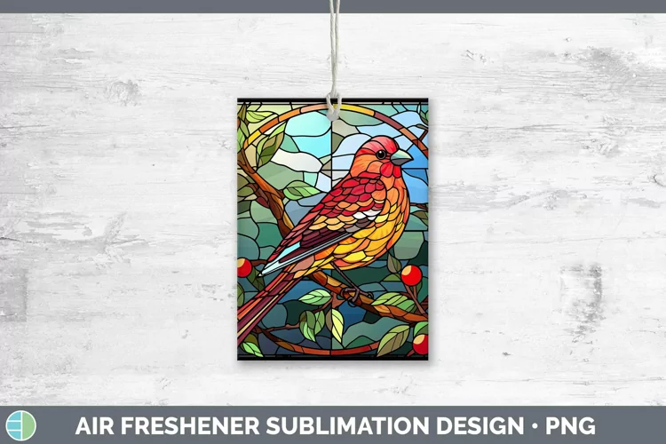 Stained Glass Bird Pine Grosbeak Air Freshener Sublimation C