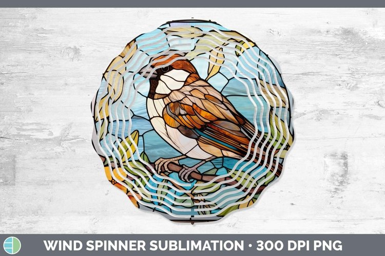 Stained Glass Bird Sparrow Wind Spinner Sublimation Spinner example image 1
