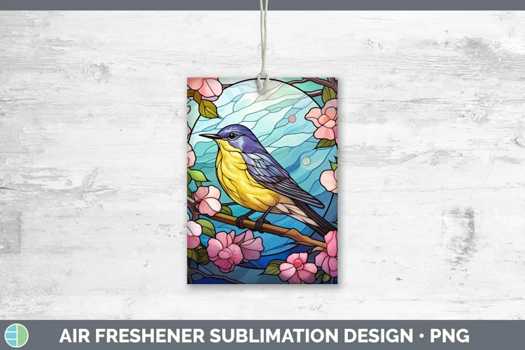 Stained Glass Bird Warbler Air Freshener Sublimation Car Fre