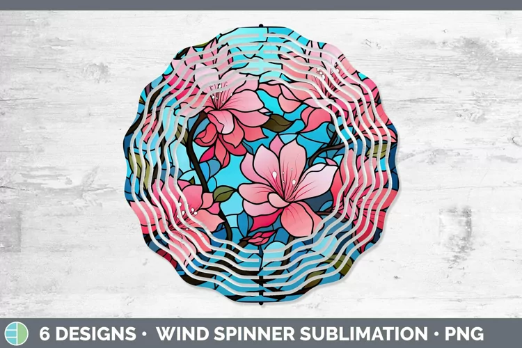 Stained Glass Flowers Azalea Wind Spinner | Sublimation Spin