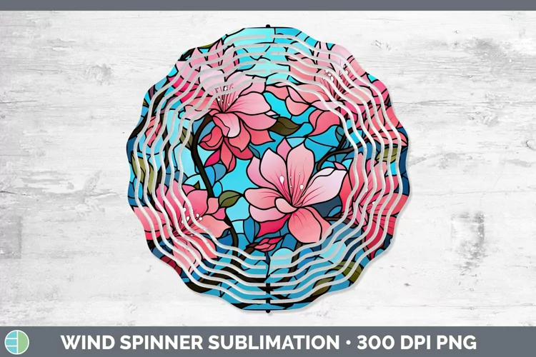Stained Glass Flowers Azalea Wind Spinner Sublimation Spinne