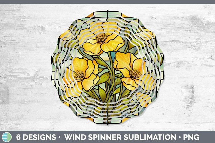 GorgeousStained Glass Flowers Wind Spinner design.