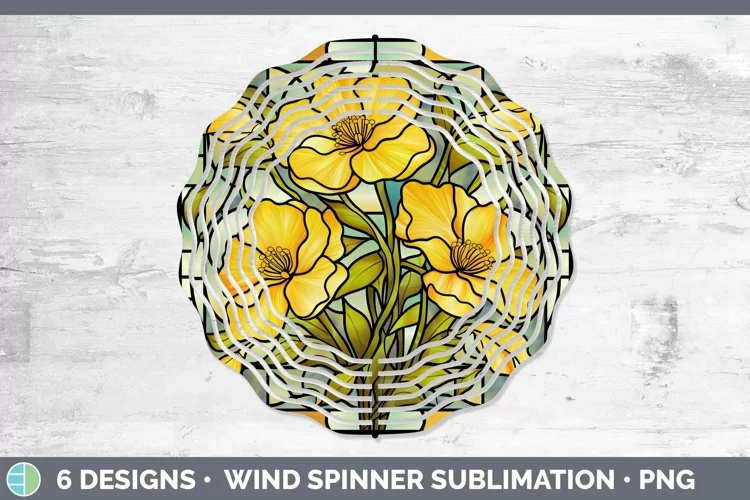Stained Glass Flowers Buttercup Wind Spinner | Sublimation S