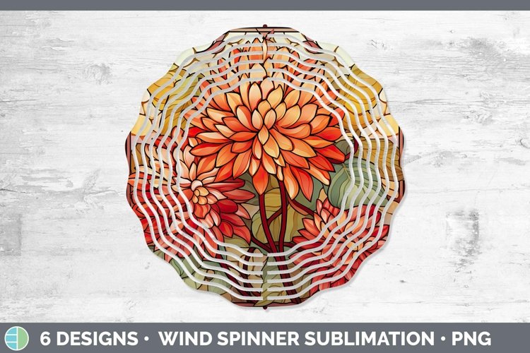 GorgeousStained Glass Flowers Wind Spinner design.