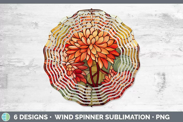 Stained Glass Flowers Chrysanthemum Wind Spinner | Sublimati