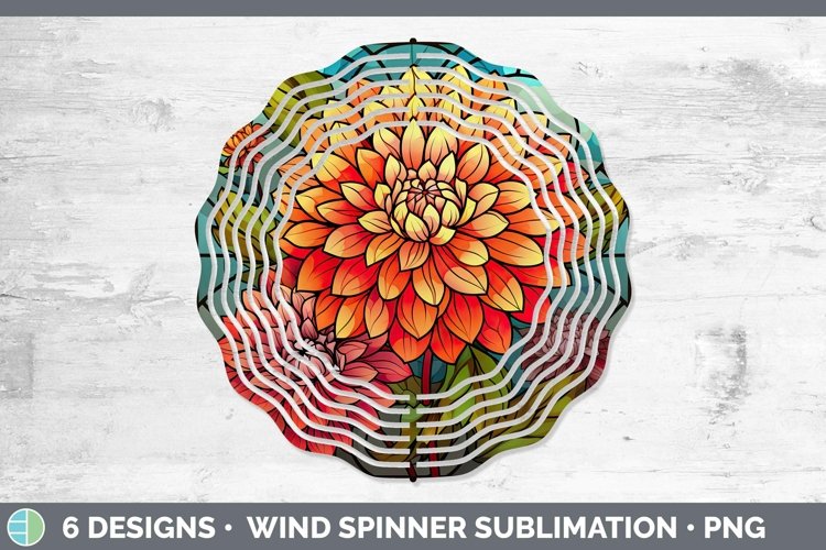 GorgeousStained Glass Flowers Wind Spinner design.