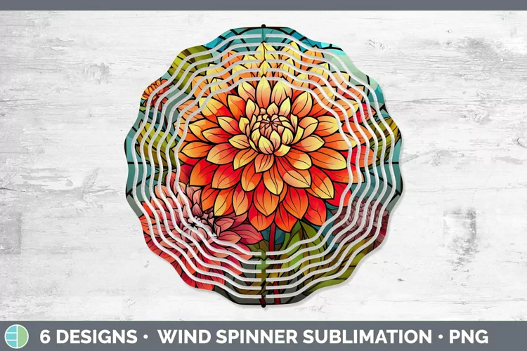 Stained Glass Flowers Dahlia Wind Spinner | Sublimation Spin