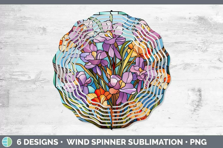 Stained Glass Flowers Freesia Wind Spinner | Sublimation Spi