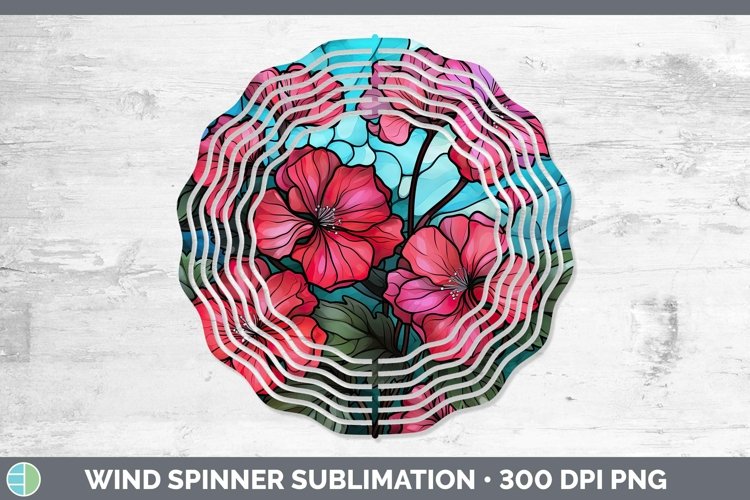 Stained Glass Flowers Geranium Wind Spinner Sublimation Spin example image 1
