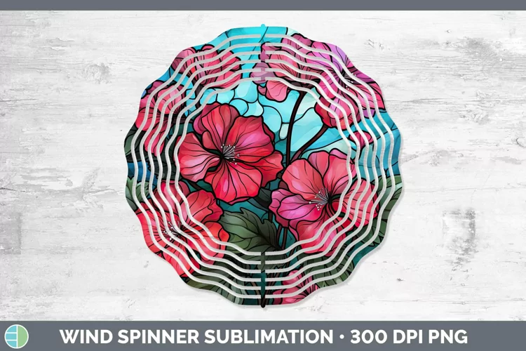 Stained Glass Flowers Geranium Wind Spinner Sublimation Spin