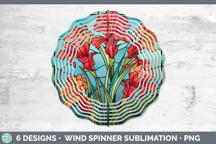 Stained Glass Flowers Gladiolus Wind Spinner | Sublimation S
