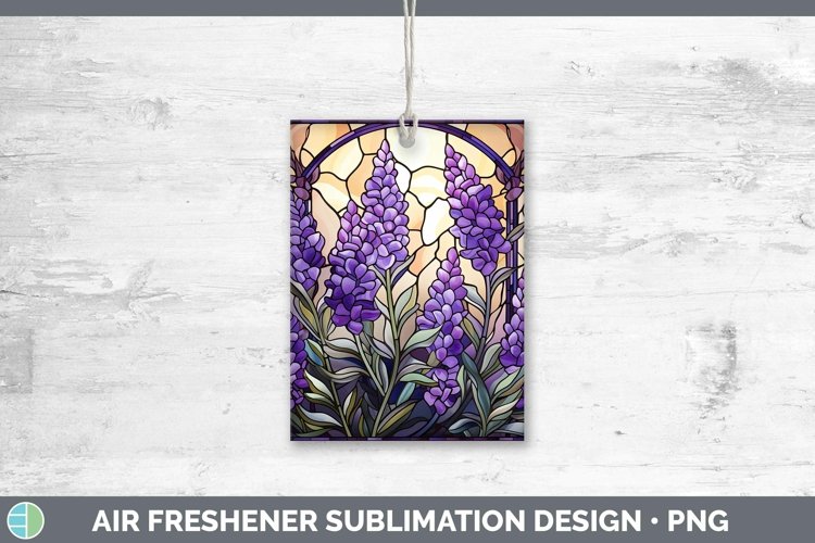 Stained Glass Flowers Lavender Air Freshener Sublimation Car example image 1