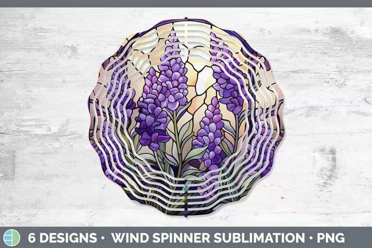 Stained Glass Flowers Lavender Wind Spinner | Sublimation Sp