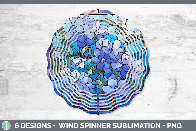 GorgeousStained Glass Flowers Wind Spinner design.
